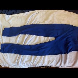 Blue stretchy leggings.
